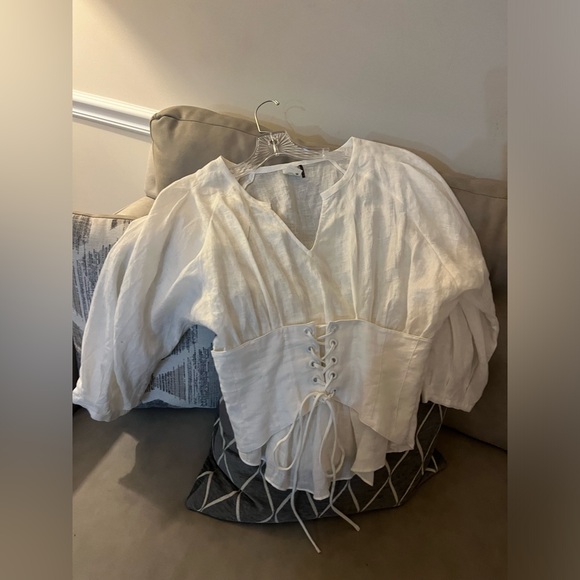 SOLD Brand New Anthropologie Corset Balloon Blouse Top By Akemi + Kin Size 10 - Picture 5 of 10